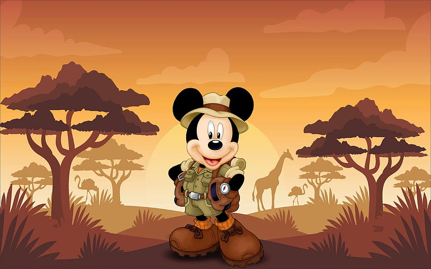 ミッキー マウスの漫画サファリ サンセット 3840 × 2400 K 高画質の壁紙