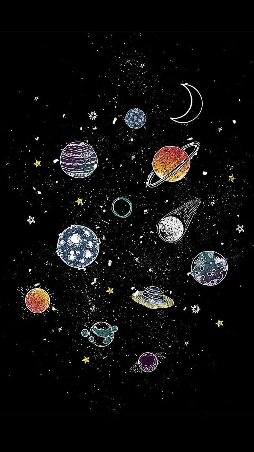 Planetas Brilhantes, Espaço, Galáxia, Glitter, Preto Papel de parede de celular HD