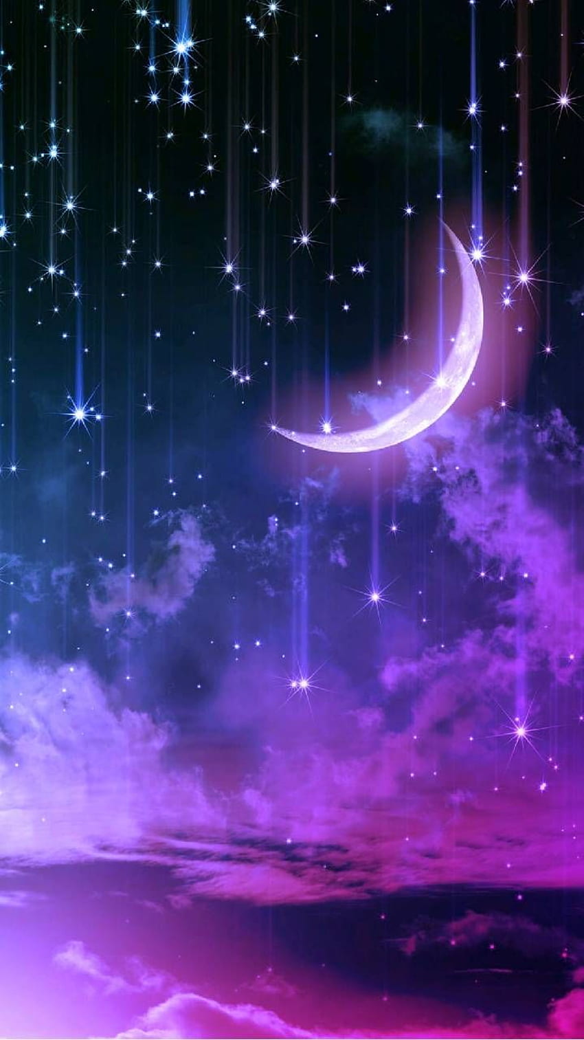 พระจันทร์วิเศษ Anime Purple Galaxy วอลล์เปเปอร์โทรศัพท์ HD