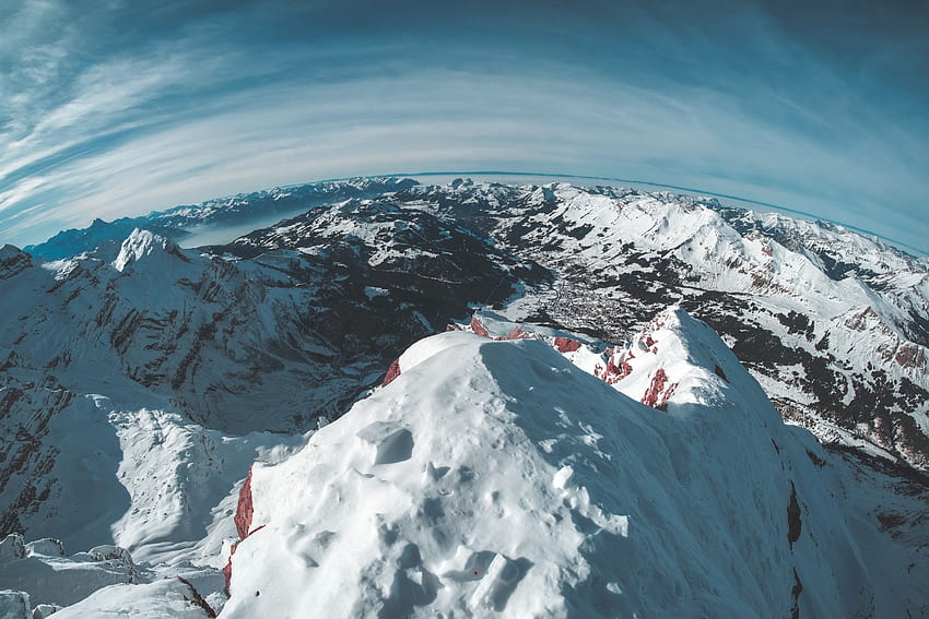 겨울, 자연, 산, 눈, 꼭지점, 맨 위로, 눈 덮힌, 갇힌 HD 월페이퍼