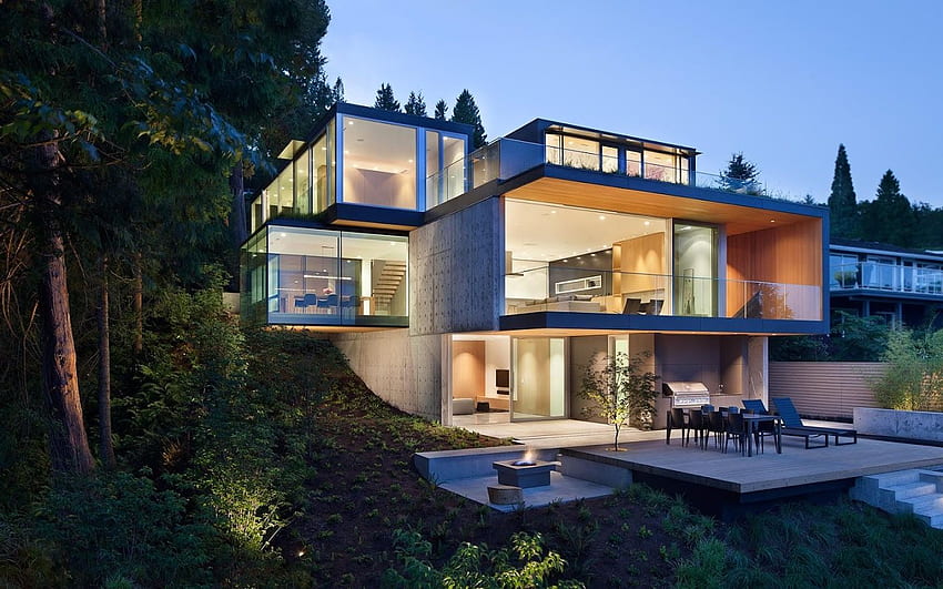 Incredibile casa dei sogni - Design moderno della casa in pendenza - - Sfondo HD
