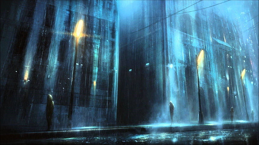 night, Rain, Lantern, Street, Dark, Depressing / and Mobile & HD wallpaper