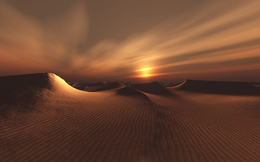 모래, 사막, 일몰, 모래 언덕, 일몰, 하늘 HD 월페이퍼
