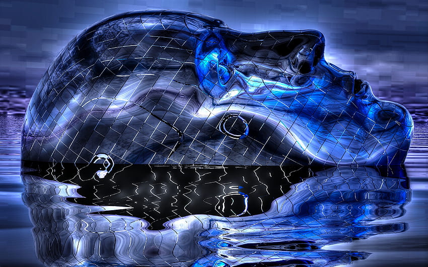 Big Blue Wet Head, HIGH DEFINITION, abstrakt, 3D, KOPF, BLAU HD-Hintergrundbild