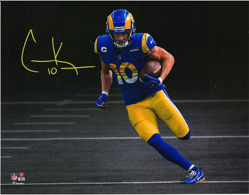 Cooper Kupp Los Angeles Rams Autographed 11 x 14 Blue Jersey Running Spotlight graph - Fanatics Authentic Certified HD wallpaper