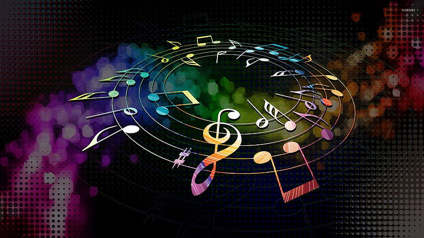 Цветни музикални ноти - Музика, Анотация на музикалната нота HD тапет