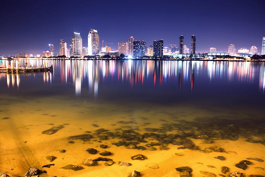 San Diego Skyline, Ocean Beach San Diego HD wallpaper
