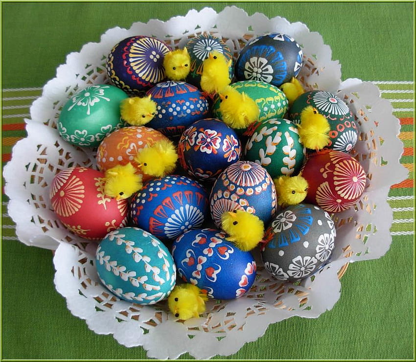 Easter eggs, colourful, easter, painted, eggs HD wallpaper