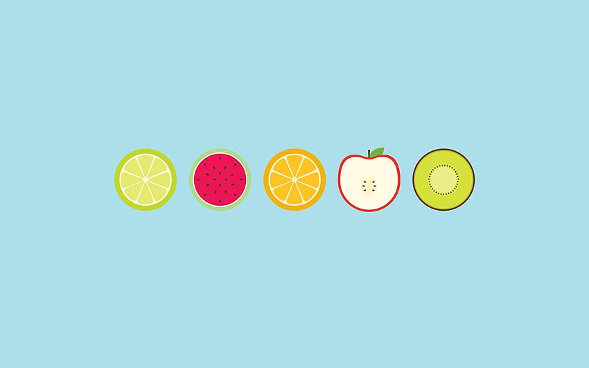 과일, 사과, 키위, 라임, 원형, 미니멀리즘, 수박 HD 월페이퍼