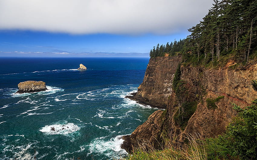 USA Cape Meares, Cape Lookout, Oregon, Pacific Ocean HD wallpaper
