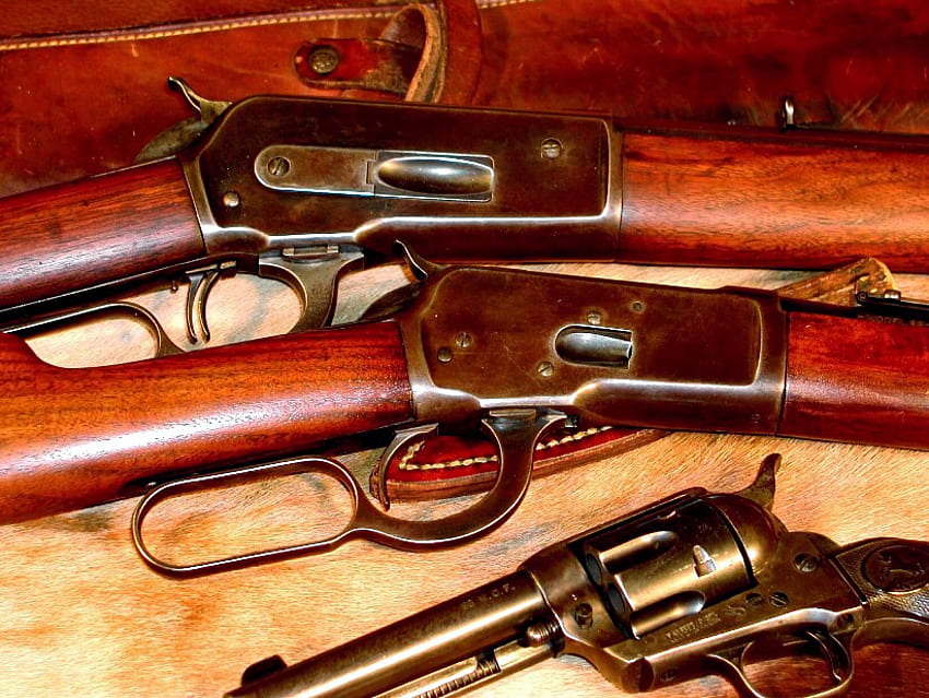 Père et fils, fusils, winchester, pistolet, western Fond d'écran HD