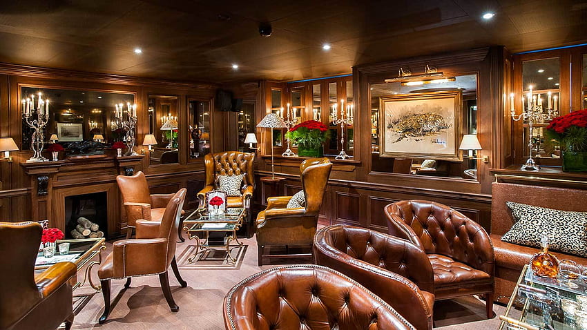 Bewertung: Leopard Bar, Hotel d'Angleterre, Genf, Schweiz. Zigarrenliebhaber, Cigar Lounge HD-Hintergrundbild