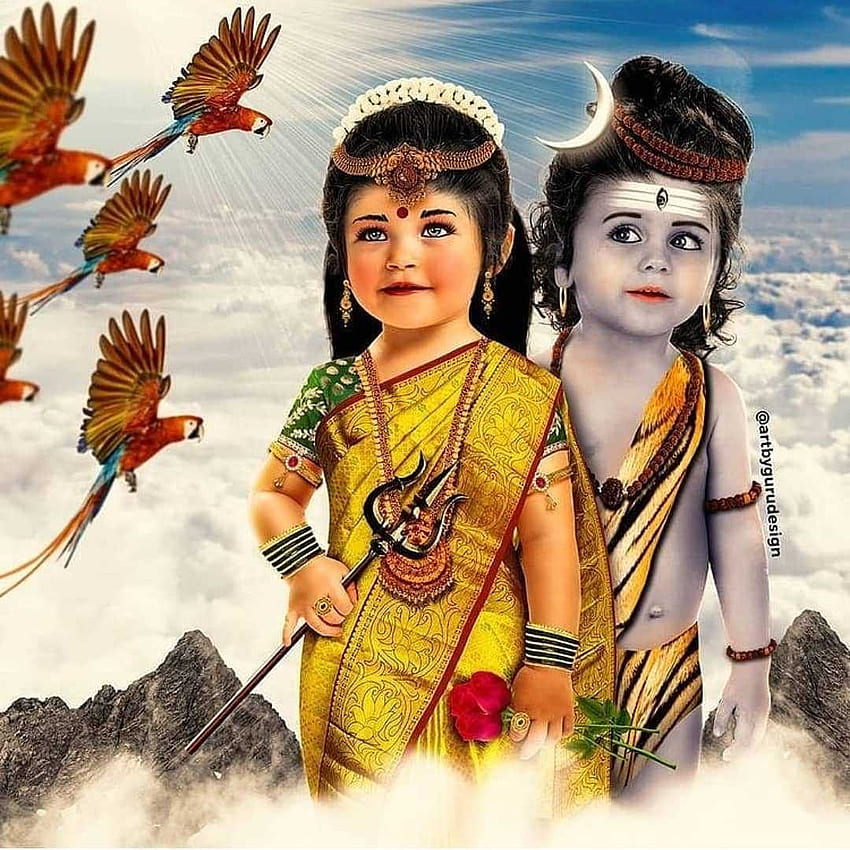 Shiva bonito da infância com Mahagauri Papel de parede de celular HD
