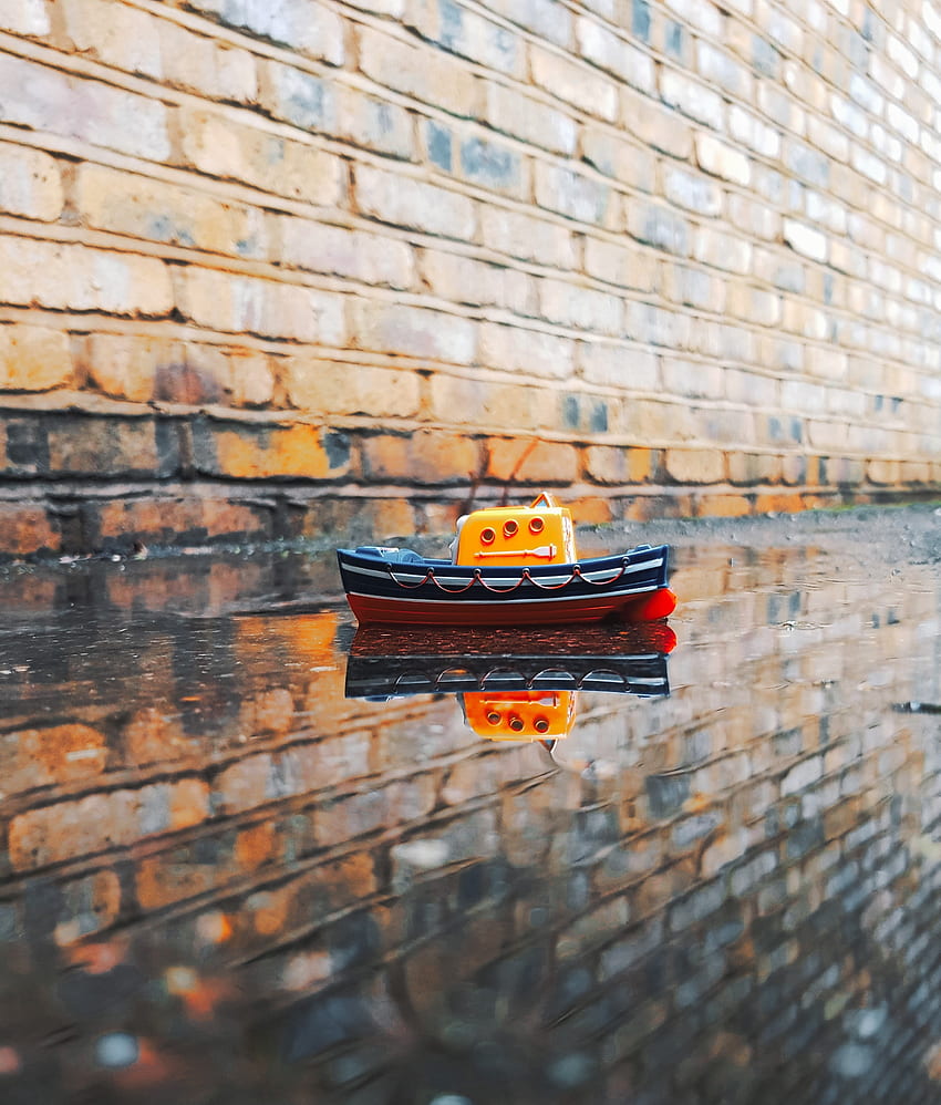 Boat, toy, float, reflections HD phone wallpaper