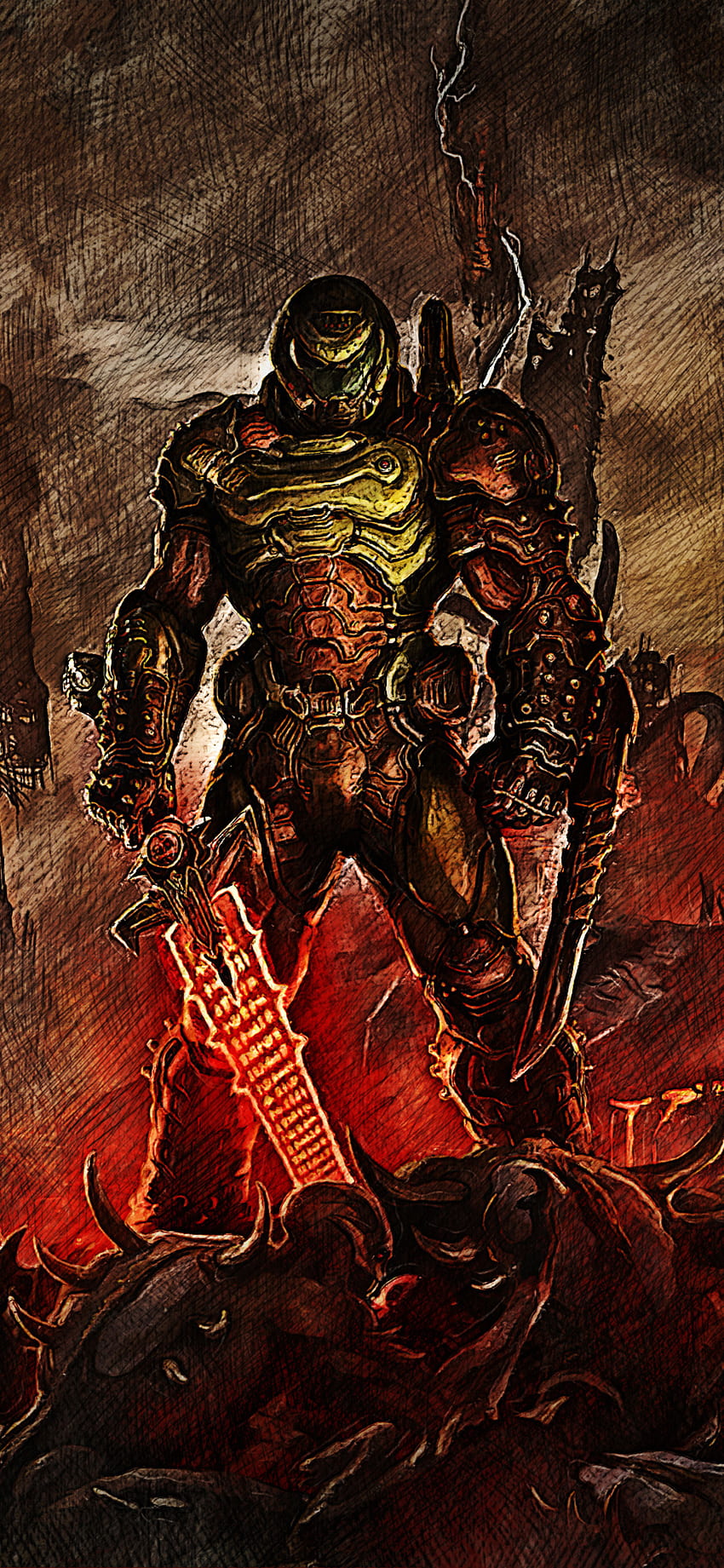 Doom Slayer iPhone XS, iPhone 10, iPhone X , , Background, and, Doom Mobile HD phone wallpaper