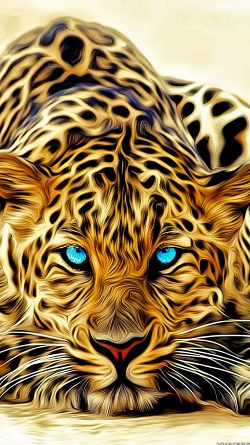 Schermata iniziale degli animali nel 2020. Giaguaro, arte dei grandi felini, animale, leopardo animale 3D Sfondo del telefono HD