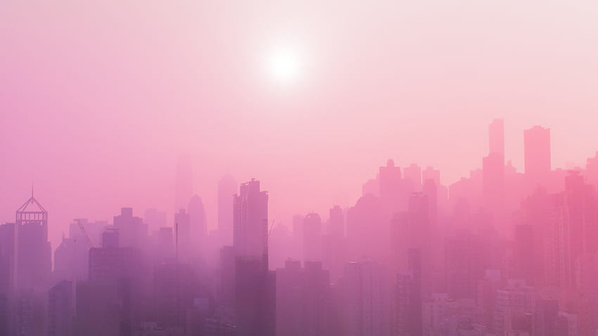 都市の景観, 都市, ピンク, 霧, 日の出, 超高層ビル, , 世界, ピンクのロンドン 高画質の壁紙