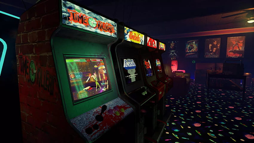Arcade, sala de juegos retro fondo de pantalla