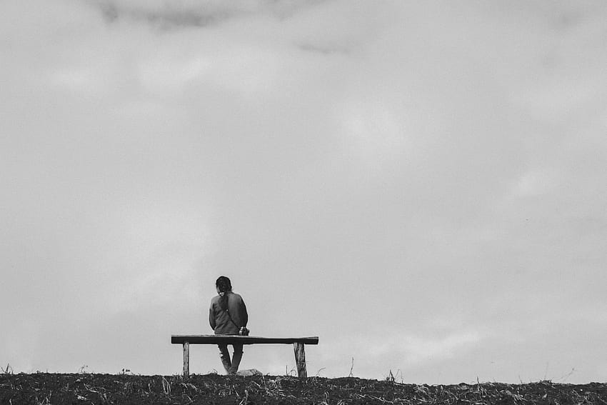 Bw, Chb, Human, Person, Loneliness, Bench HD wallpaper