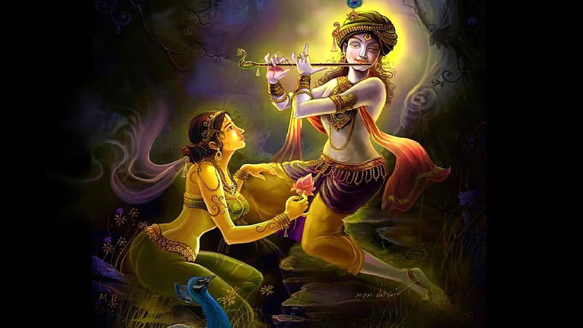 라다 크리슈나 3D. 힌두교 신과 여신 HD 월페이퍼