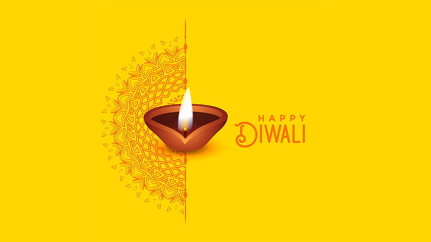 Happy Diwali with Yellow Background HD wallpaper