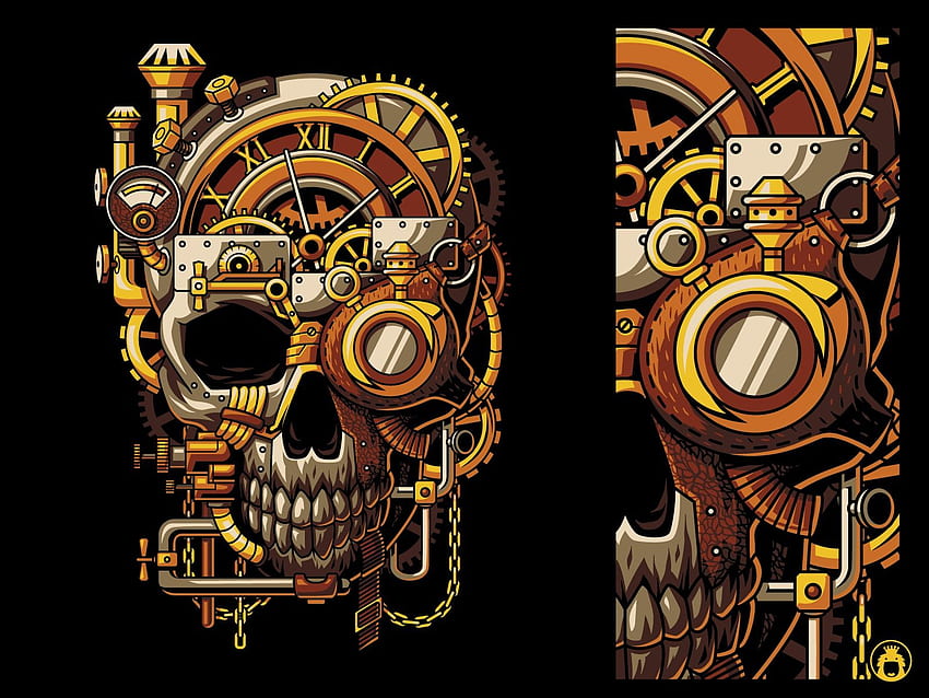 Steampunk Skull by Angga Tantama on Dribbble HD wallpaper