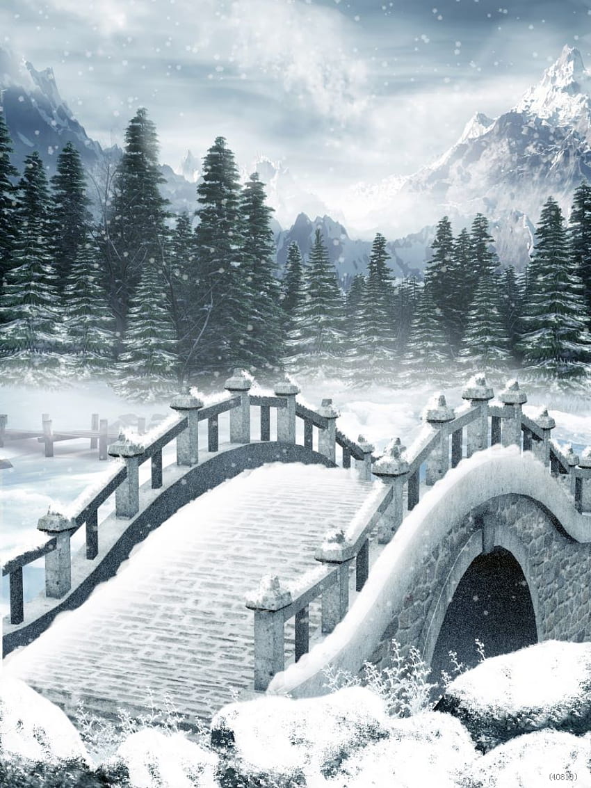 Moda winylowa cienka na zewnątrz wykres tło most motyw śniegu atrakcyjna sprzedaż teł studyjnych Tapeta na telefon HD