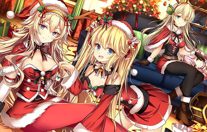 kawaii, girl, christmas, anime, pretty, asian HD wallpaper
