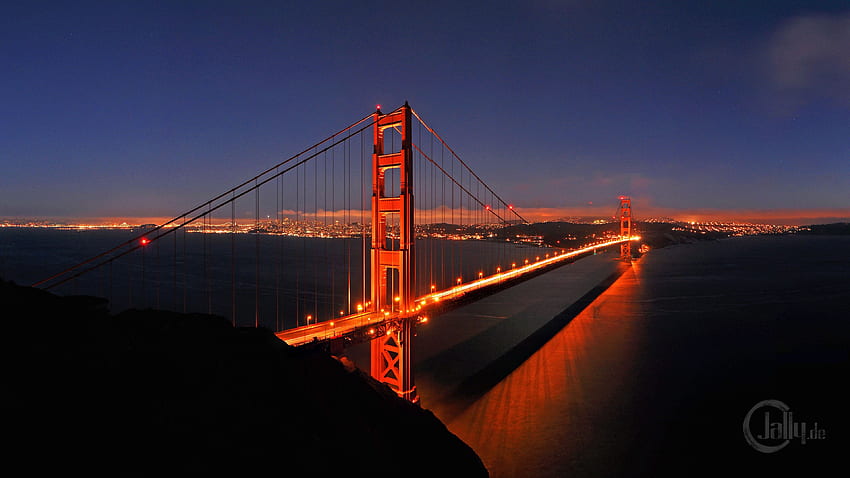โลก / สหรัฐอเมริกา / ซานฟรานซิสโก / Golden Gate, Golden Gate Bridge Night วอลล์เปเปอร์ HD