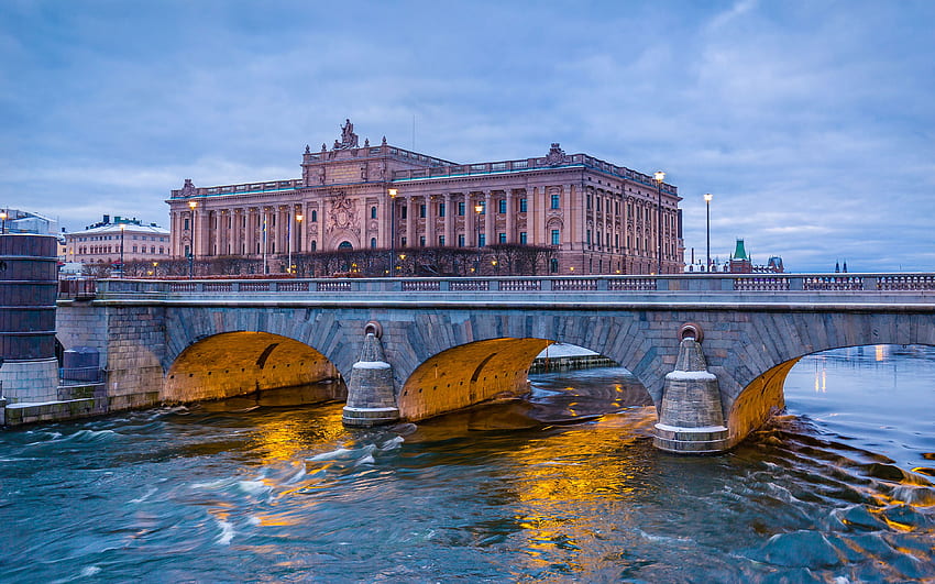 Parlamentsgebäude in Stockholm Schweden Ultra-TV für Laptop, Tablet und Handy HD-Hintergrundbild