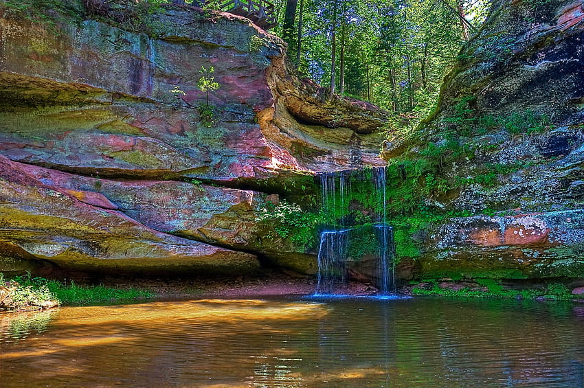 자연, 강, 돌, 폭포, 여러 가지 빛깔의, 가지각색의 HD 월페이퍼