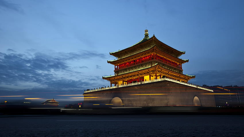 Bell Tower Of Xi'an Long Exposure . Studio, Chinese Architecture HD wallpaper