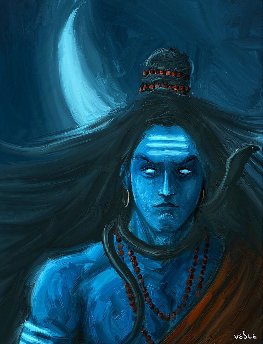 Pintura digital del Señor Shiva, Shiva Artístico fondo de pantalla del teléfono
