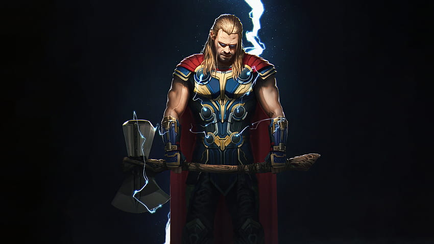 Thor sur fond noir Thor Love and Thunder Fond d'écran HD