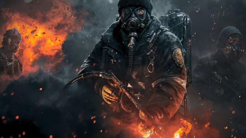 tom clancy's the division smoke soldier fire explosion, Background HD wallpaper