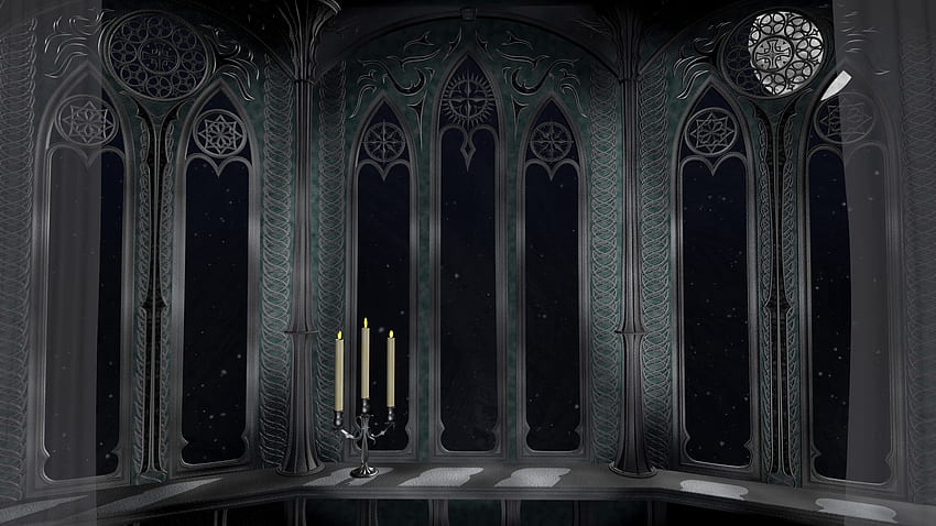 Balcón gótico en el antiguo castillo 3D renderizar de movimiento - Storyblocks fondo de pantalla