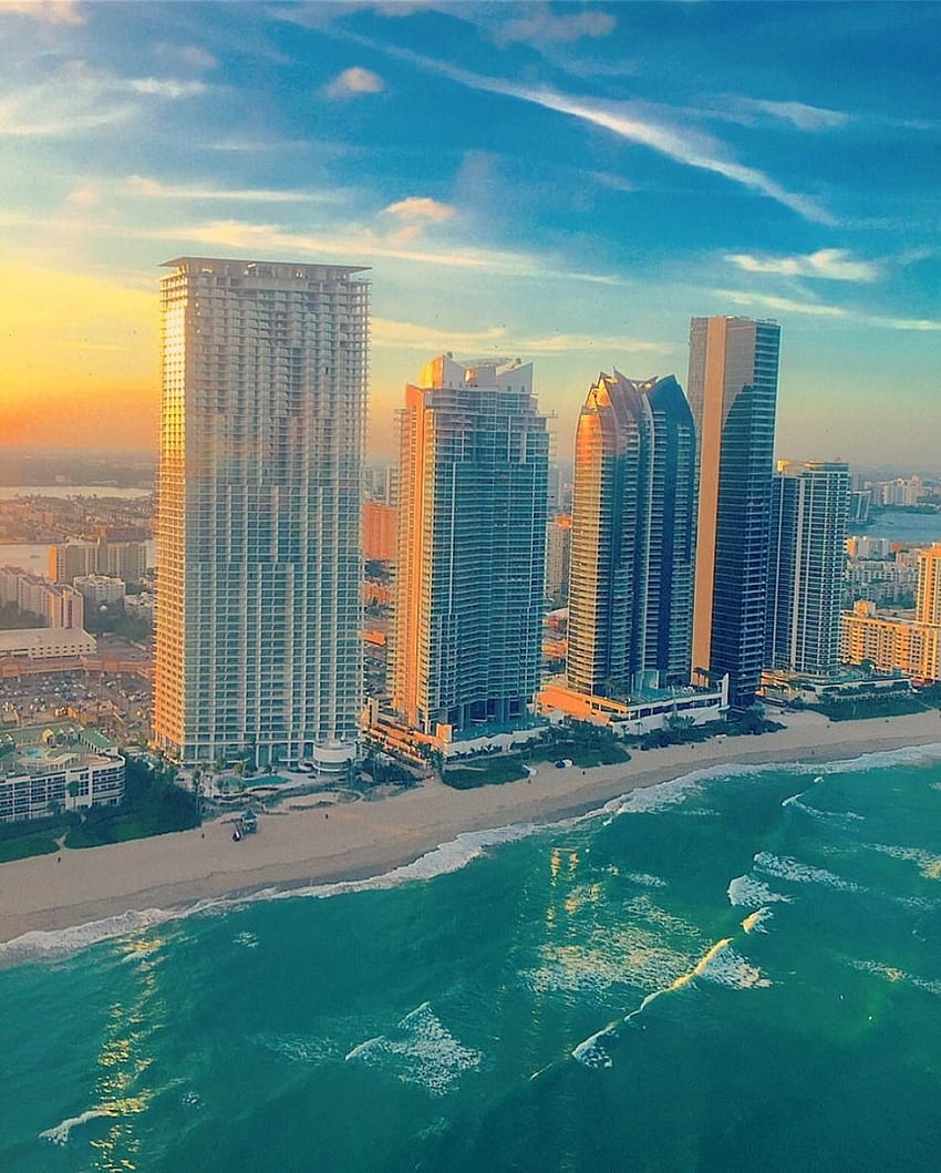 Sunny Isles, Miami. Ilhas ensolaradas, praia de Miami, Flórida, sul da Flórida Papel de parede de celular HD
