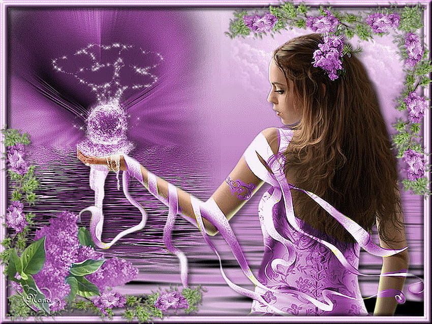 kabut ungu, sihir, cinta, pita, ungu Wallpaper HD