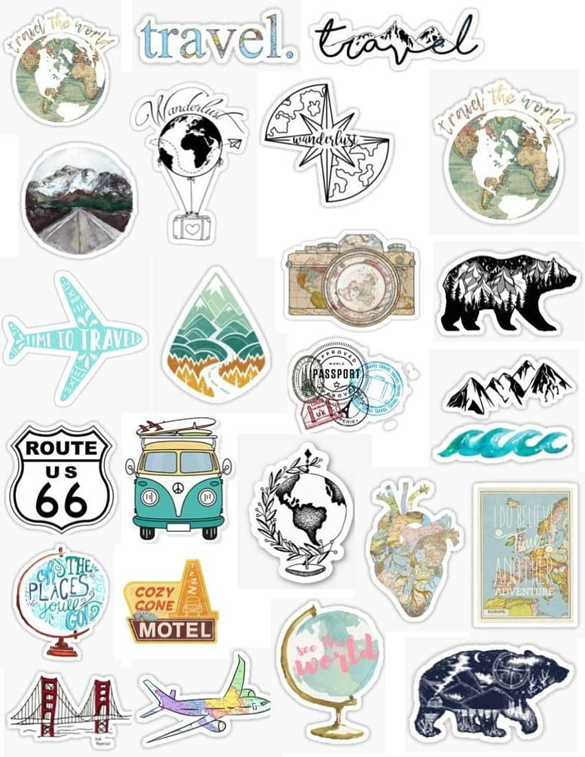 Travel Sticker Pack 'Etiqueta por Lauren53103. Adesivos de viagem, Adesivos estéticos Papel de parede de celular HD