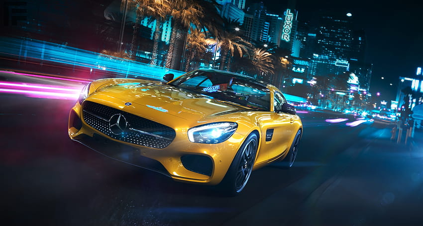 2018 Mercedes-Benz AMG Gt, żółty, luksusowy samochód Tapeta HD