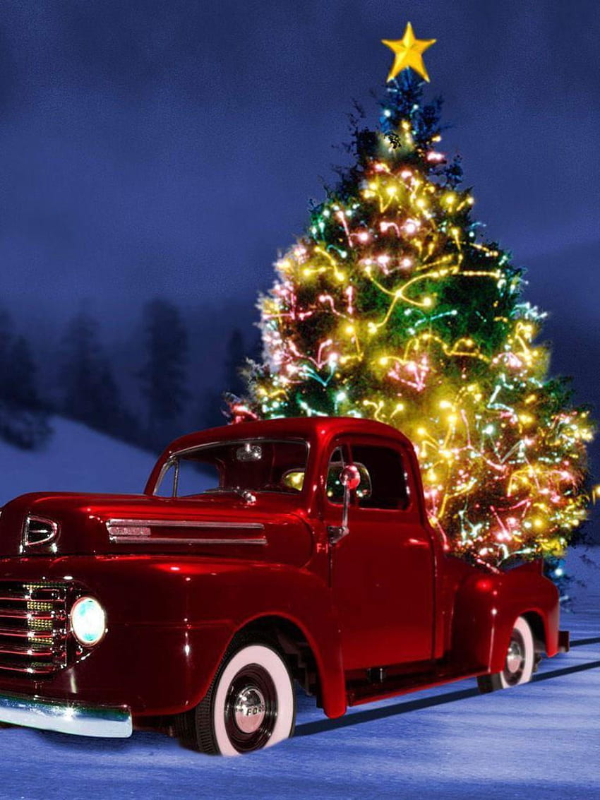 古いトラック クリスマス - バット、ビンテージ トラック クリスマスの古いトラック クリスマス背景 HD電話の壁紙