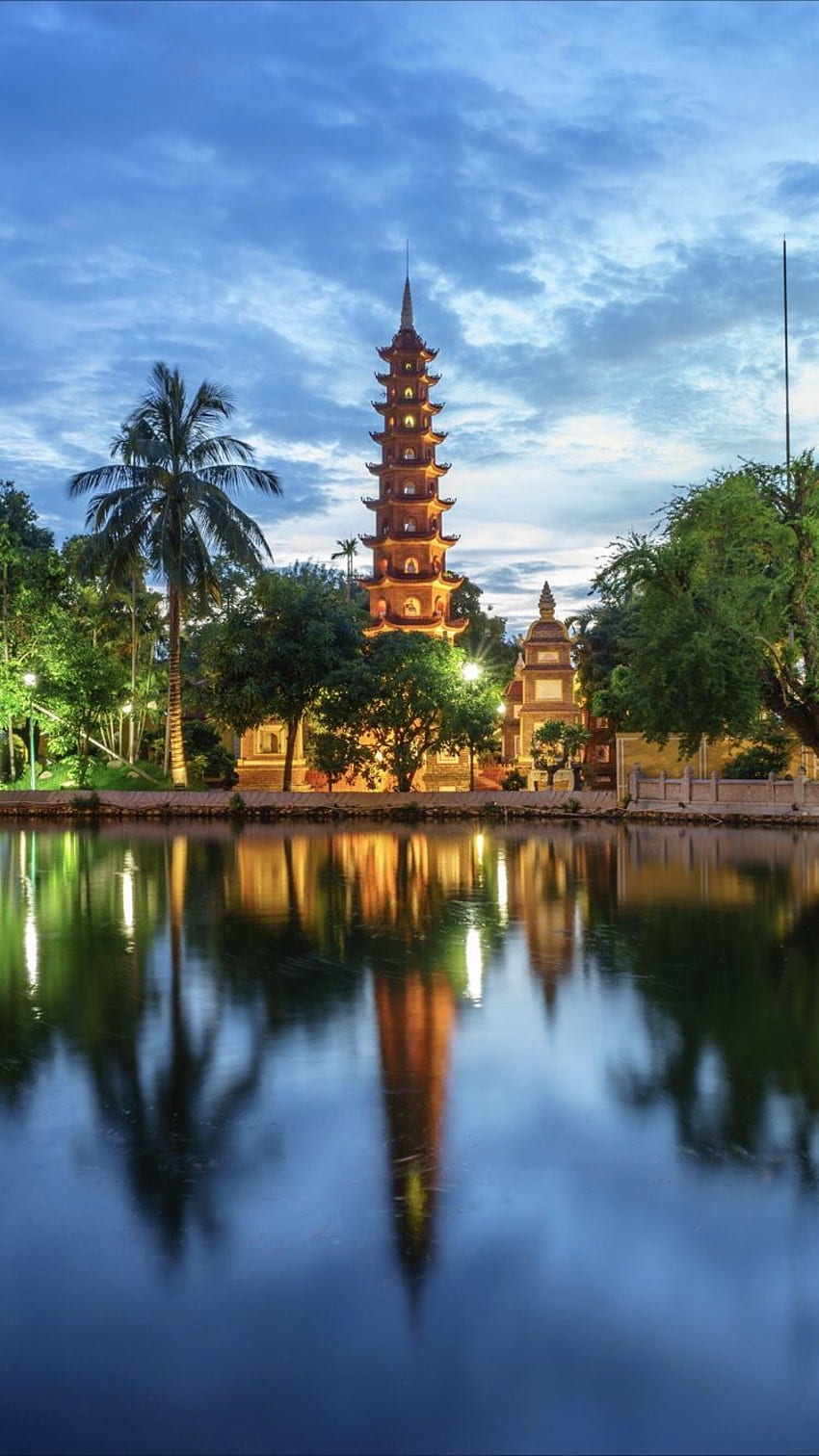 ベトナム、ハノイのパゴダ。 ベトナムツアー, 建築, ハノイ, ベトナム文化 HD電話の壁紙