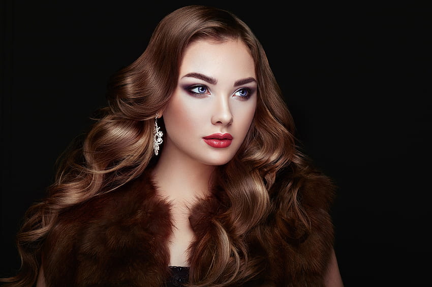 Beauty, fur, black, brown, model, face, girl, woman HD wallpaper