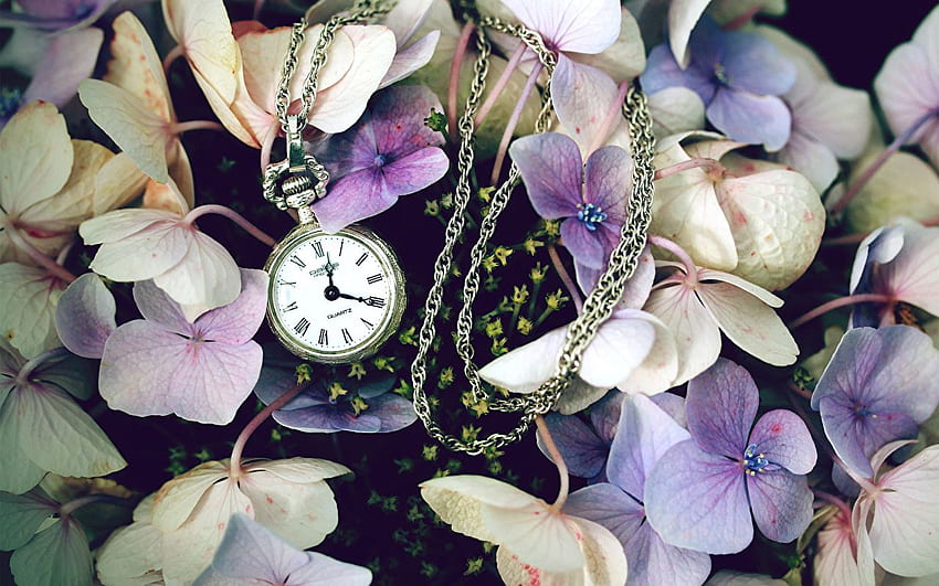 Джобен часовник Часовник антично цвете HD тапет