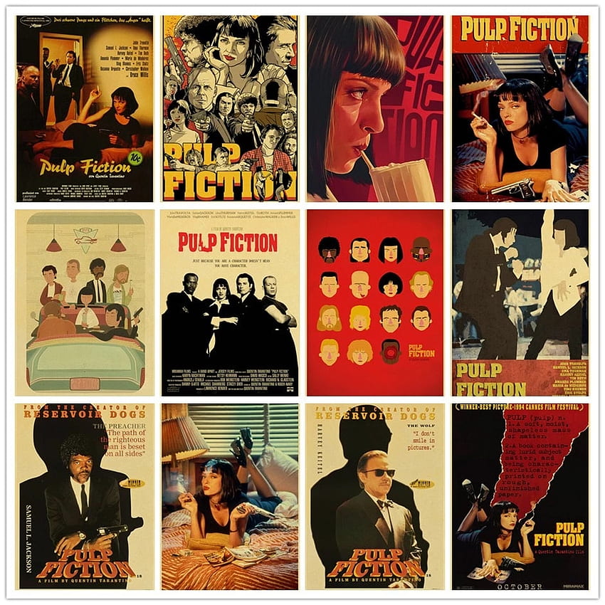 Película clásica Pulp Fiction retro Papel Kraft Poster Bar Café pintura decorativa carteles vintage. Pegatinas de pared, teléfono Pulp Fiction fondo de pantalla del teléfono