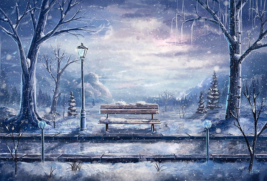 Snowy Anime Background, Best Background ,, Anime Winter HD wallpaper