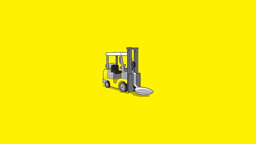 Yellow and gay forklift illustration, minimalism, drawing, digital HD wallpaper