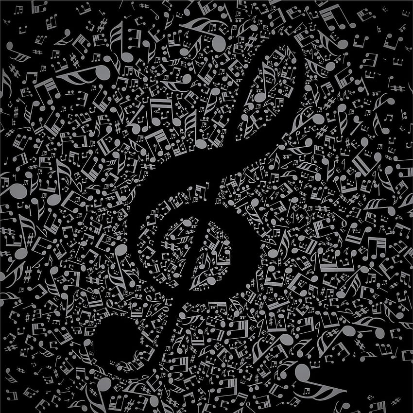 Czarna muzyka - notatki muzyczne z czarnym tłem - Tapeta na telefon HD