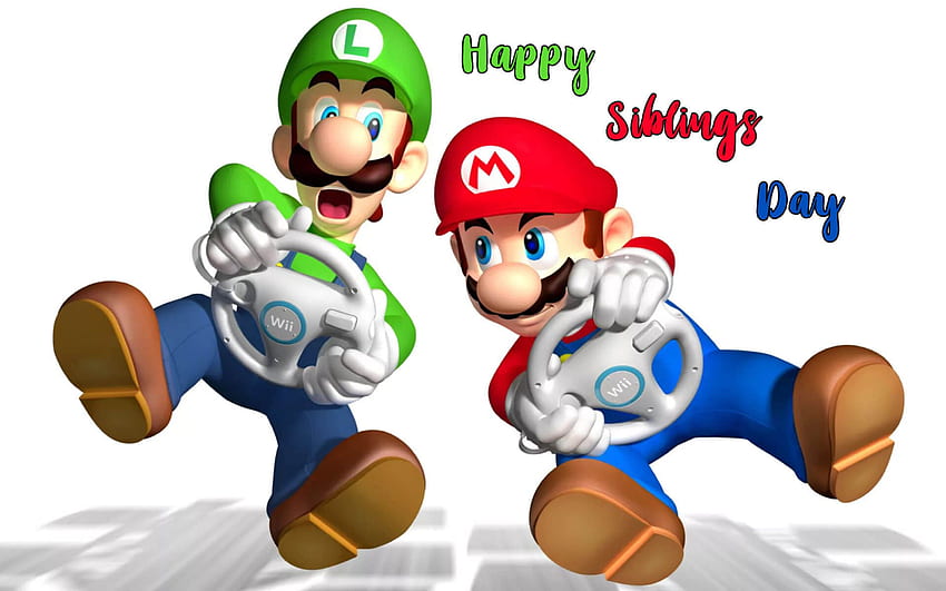 Happy National Siblings Day Mario Luigi HD wallpaper