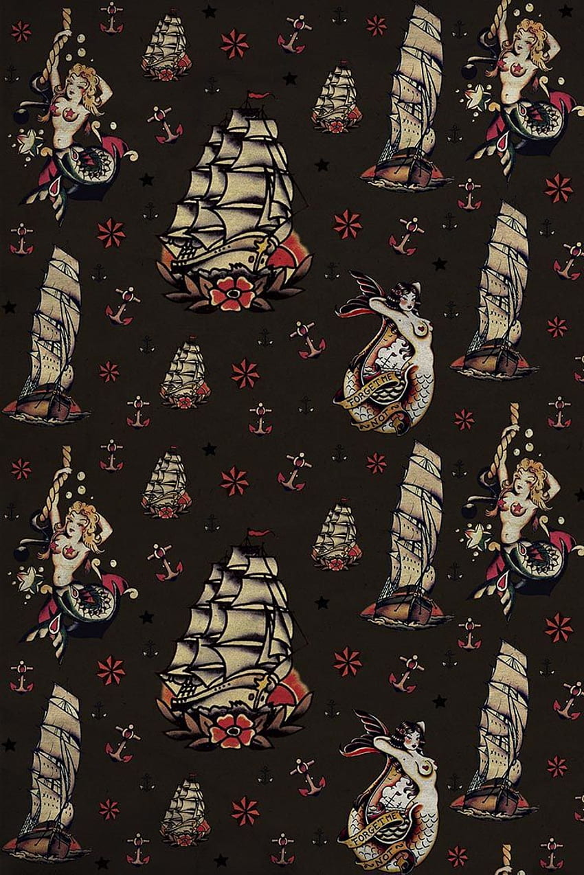 Tattoos Gift Wrapping paper, Sailor Jerry vintage tattoos nautical digital  background. HD phone wallpaper | Pxfuel